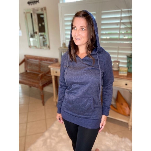 Drawstring Hoodie Kangaroo Pocket Navy 3520 - Picture 8 of 9